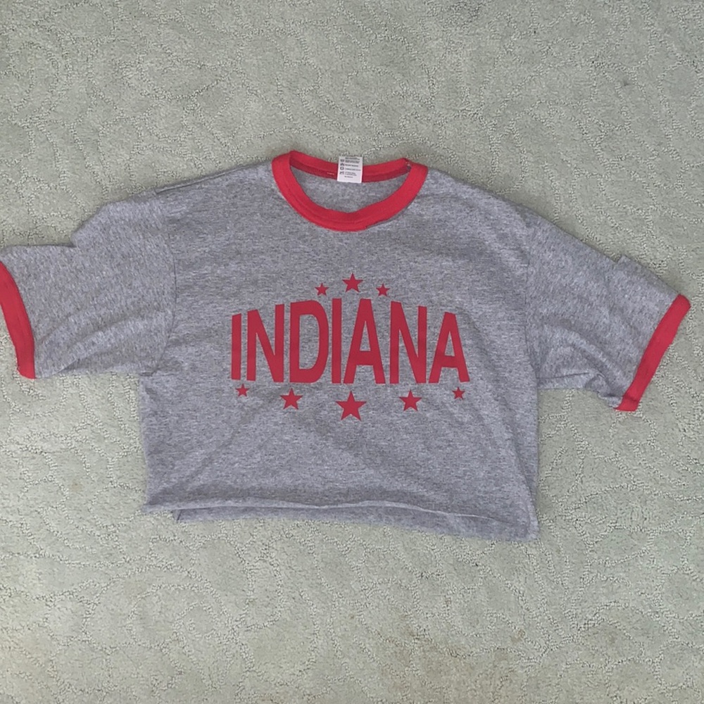 Indiana University cropped t shirt with rips!